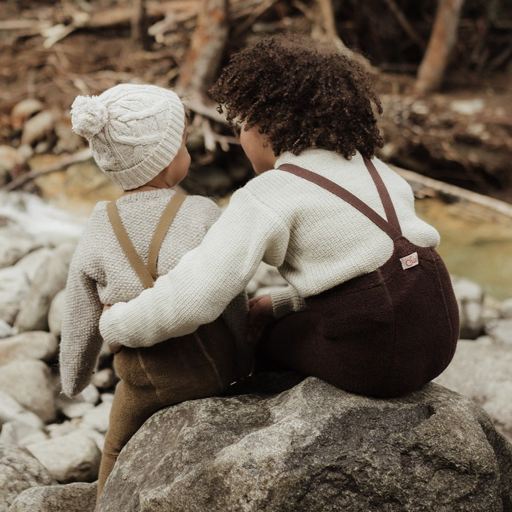 Silly Silas Unisex Teddy Warmy Footless Tights with Braces (Chocolate Brown)